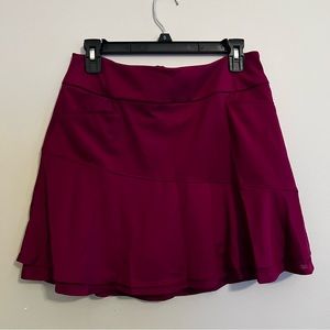 New Adidas Frill Skort Golf Skirt with Built-In Shorts Power Berry